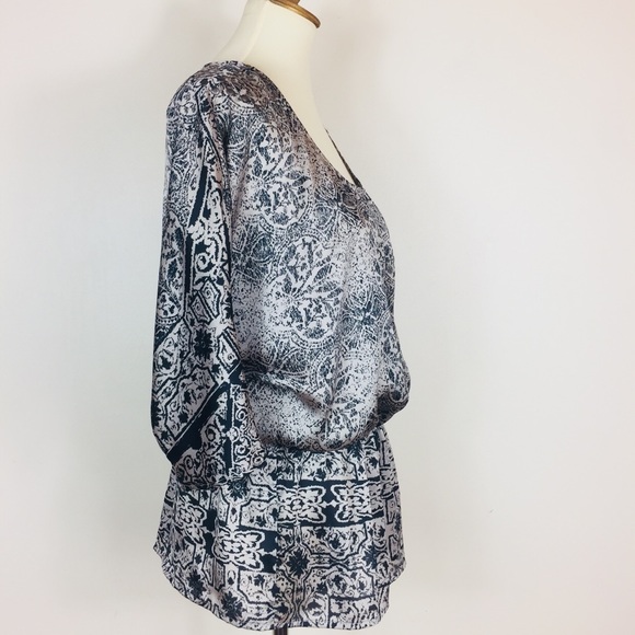 Collective Concept Black Gray Mandala Peasant Top - Picture 4 of 8